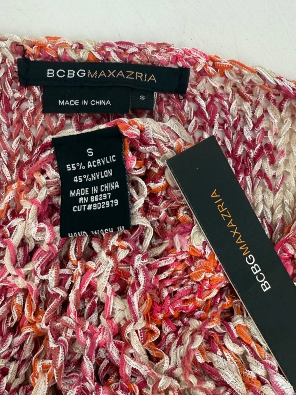 NWT BCBG Max Azria Multicolored Crochet Knit Cover Up Top | Boho Festival Indie - Picture 12 of 15